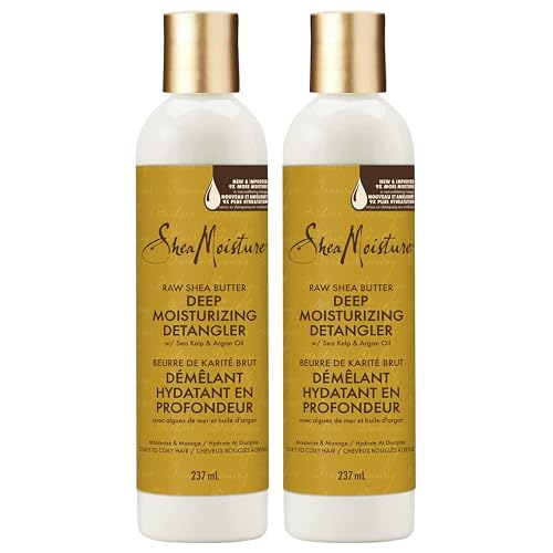 SheaMoisture Detangler with Raw Shea Butter, Deep Moisturizing Curly Hair Detangler with Sea Kelp & Argan Oil, Hair Care for Knots, 8 Fl Oz Ea (Pack Beauty & Personal Care Shea Moisture