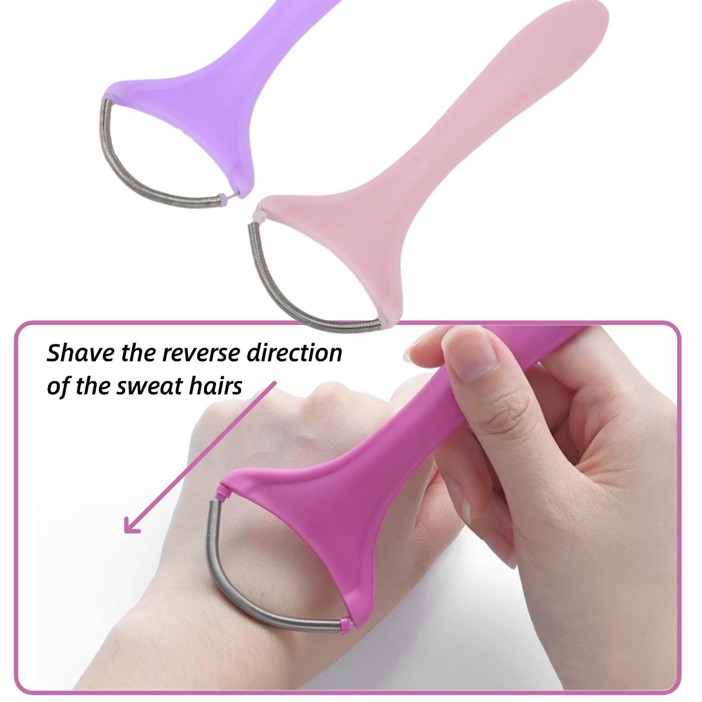 2pcs Spring Facial Hair Remover,Stainless Steel and Plastic Portable Threading Face Epilator for Women, Upper Lip Chin Cheeks Neck Mustache and Upper Beauty and Personal Care EIMSOAH