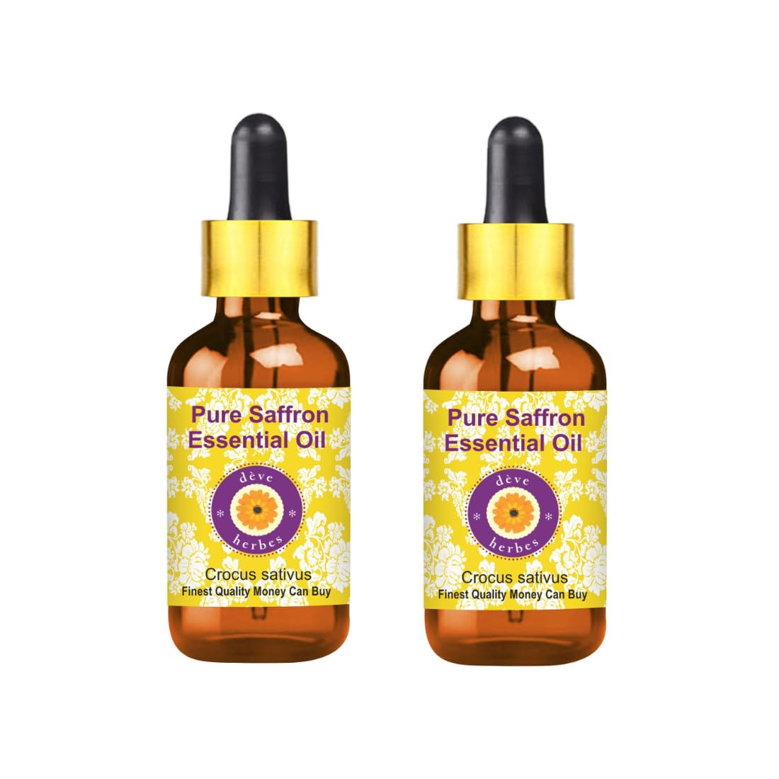 dève herbes Saffron Essential Oil (Crocus sativus) Pure - Non-Sticky - Non-Greasy - Lightweight - Men & Women - All Skin Types - Steam Distilled 5ml X Beauty and Personal Care dève herbes