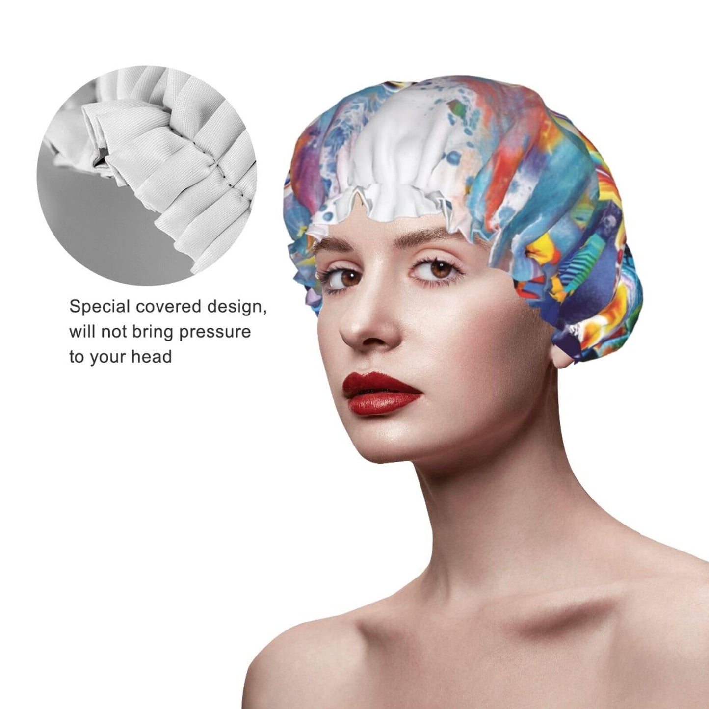 Colorful Sea Turtle Shower Cap for Women Men Large Reusable Shower Bonnet Double-Layer Waterproof Bath Caps Elastic Band Hair Hat for All Hairstyles Beauty and Personal Care BWLHJKE
