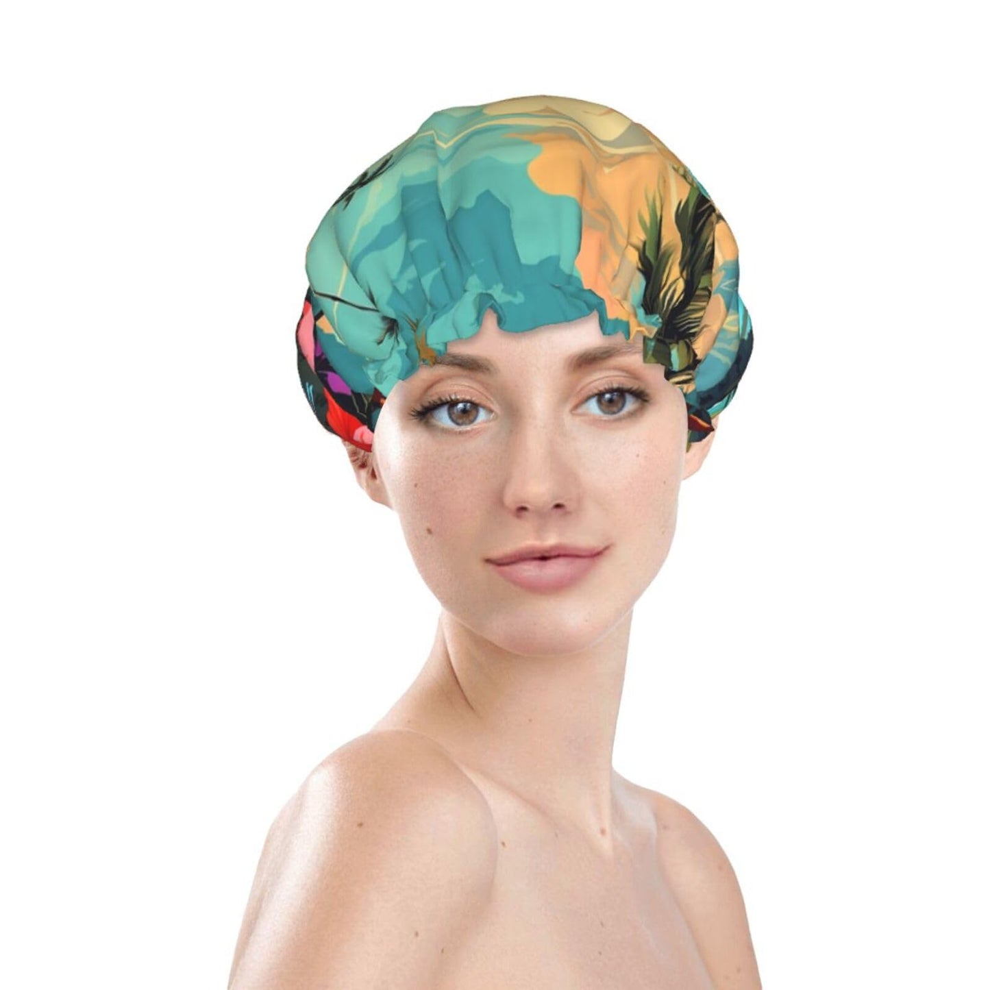 Hello Hawaii Shower Cap For Women Reusable Double Layers Bathing Bath Cap Hair Caps Waterproof Elastic Band Ladies Spa Salon Shower Hat Hair Caps Beauty and Personal Care GDSHJKLW