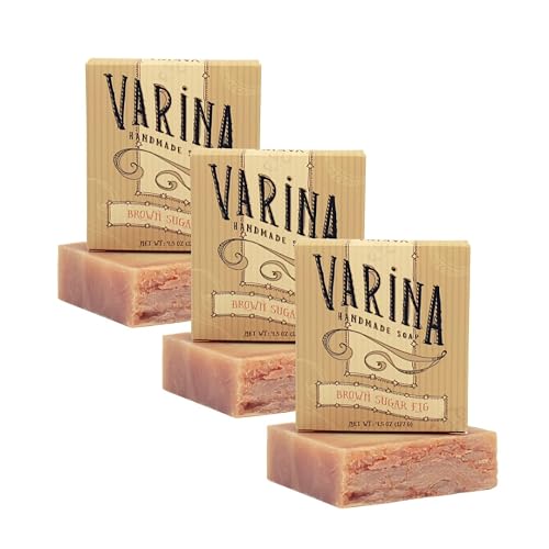 Varina Natural Brown Sugar Fig Bar Soap - Gentle Cleansing for Sensitive Skin, Sweet and Vanilla - 3 Pack Beauty & Personal Care Varina