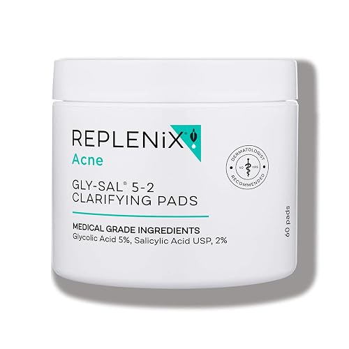 Replenix Gly-Sal Clarifying Acne Pads, 60 Count, Medical-Grade Glycolic Acid & 2% Salicylic Acid Exfoliating Pads for Acne-Prone Skin, Help Clear Beauty & Personal Care Replenix