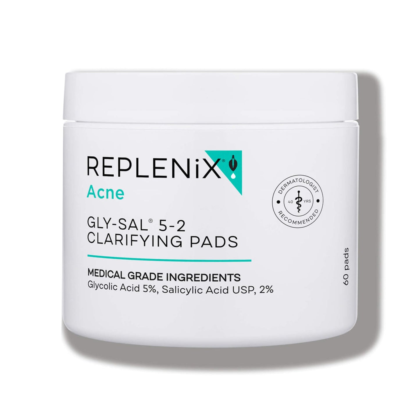 Replenix Gly-Sal Clarifying Acne Pads, 60 Count, Medical-Grade Glycolic Acid & 2% Salicylic Acid Exfoliating Pads for Acne-Prone Skin, Help Clear Beauty & Personal Care Replenix