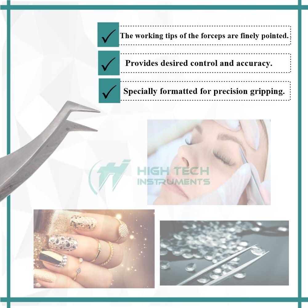 Professional Tweezers Sharp, Needle Nose, Stainless Steel, Surgical Tweezers Precision Pluckers 4.75" with Fine Precision Tips for Facial Hair Beauty and Personal Care HIGH TECH INSTRUMENTS