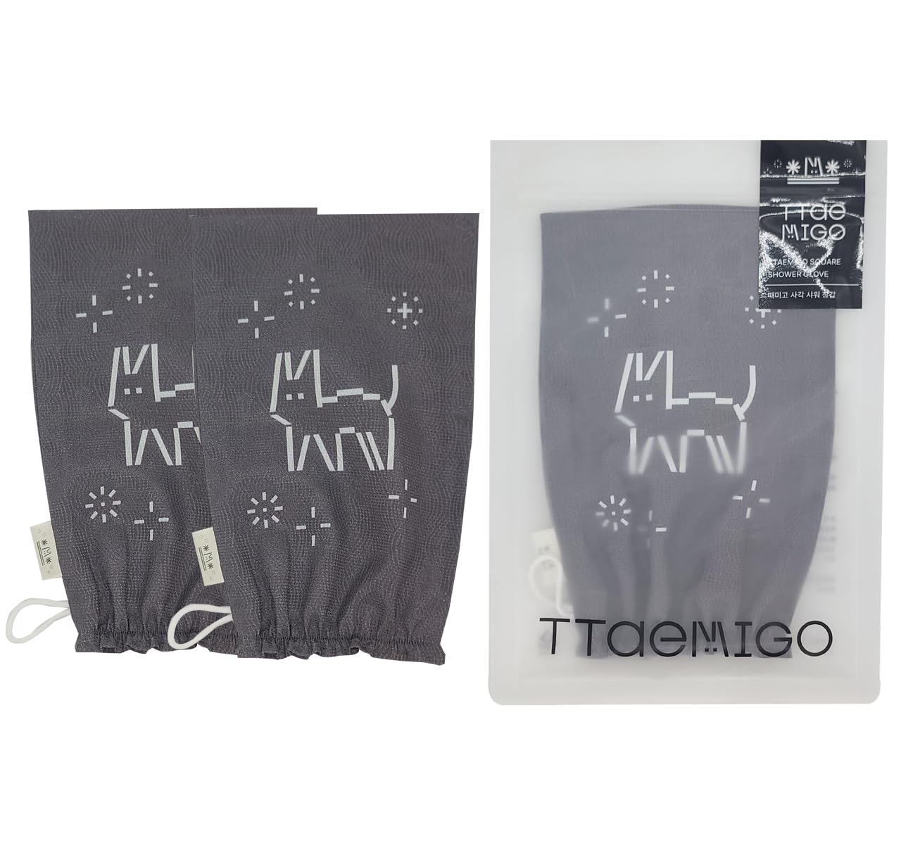Ttaemigo Black Square Exfoliating Mitt for Body (2pc) - ttaemigo is a premium exfoliating mitt made from the secret exfoliation method of the Korean Beauty and Personal Care ttaemigo