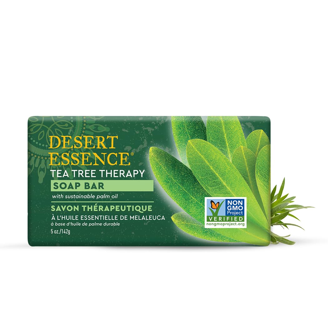 Desert Essence Tea Tree Therapy Cleansing Bar Soap - 5 Ounce - Therapeutic Skincare - All Skin Types - Jojoba Oil - Aloe Vera - Palm Oil - Moisturizes Beauty & Personal Care Desert Essence