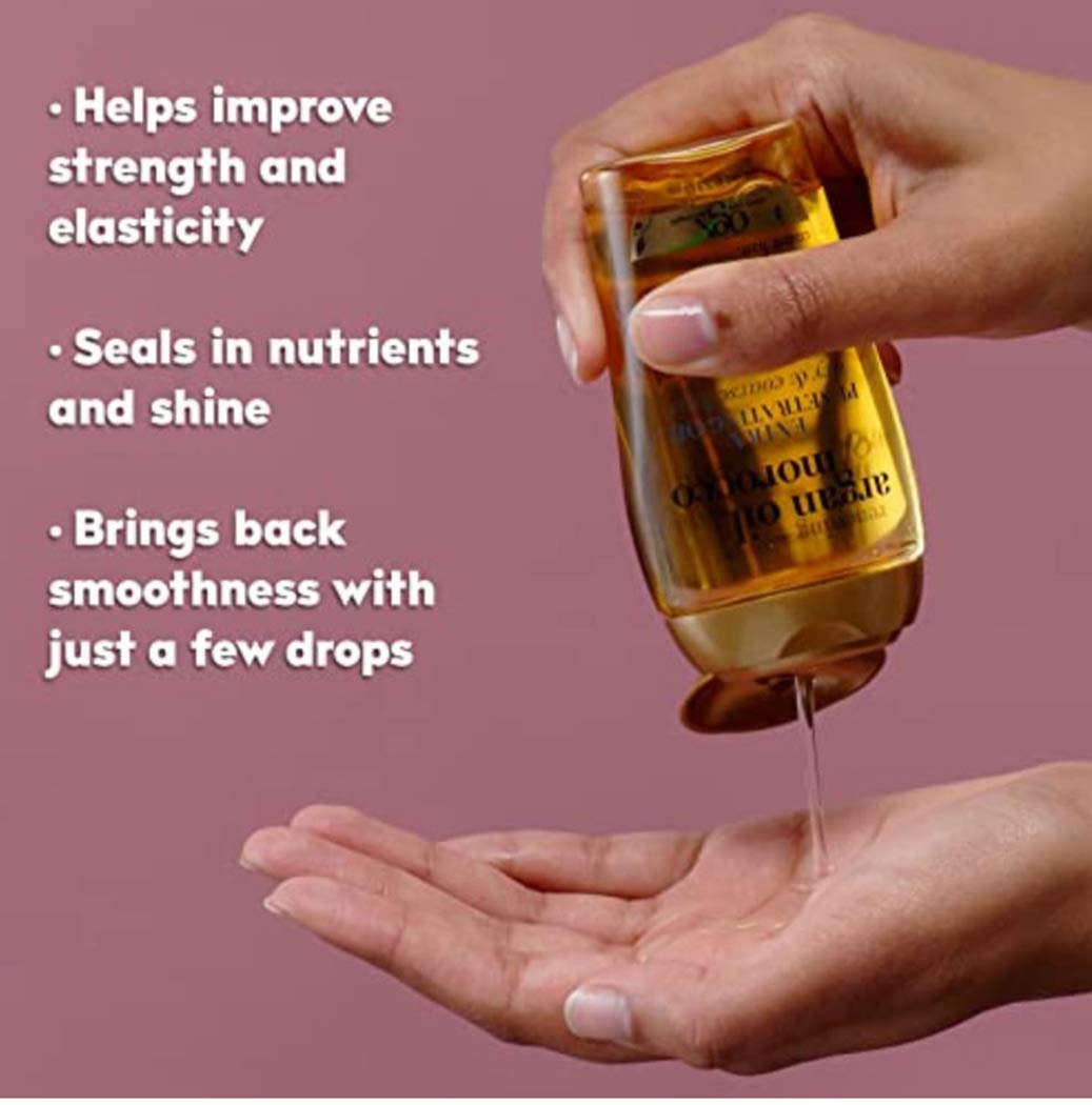 OGX Set of 2 Extra Strength Renewing + Argan Oil of Morocco Penetrating Hair Oil Treatment, Deep Moisturizing Serum for Dry, Damaged & Coarse Hair,