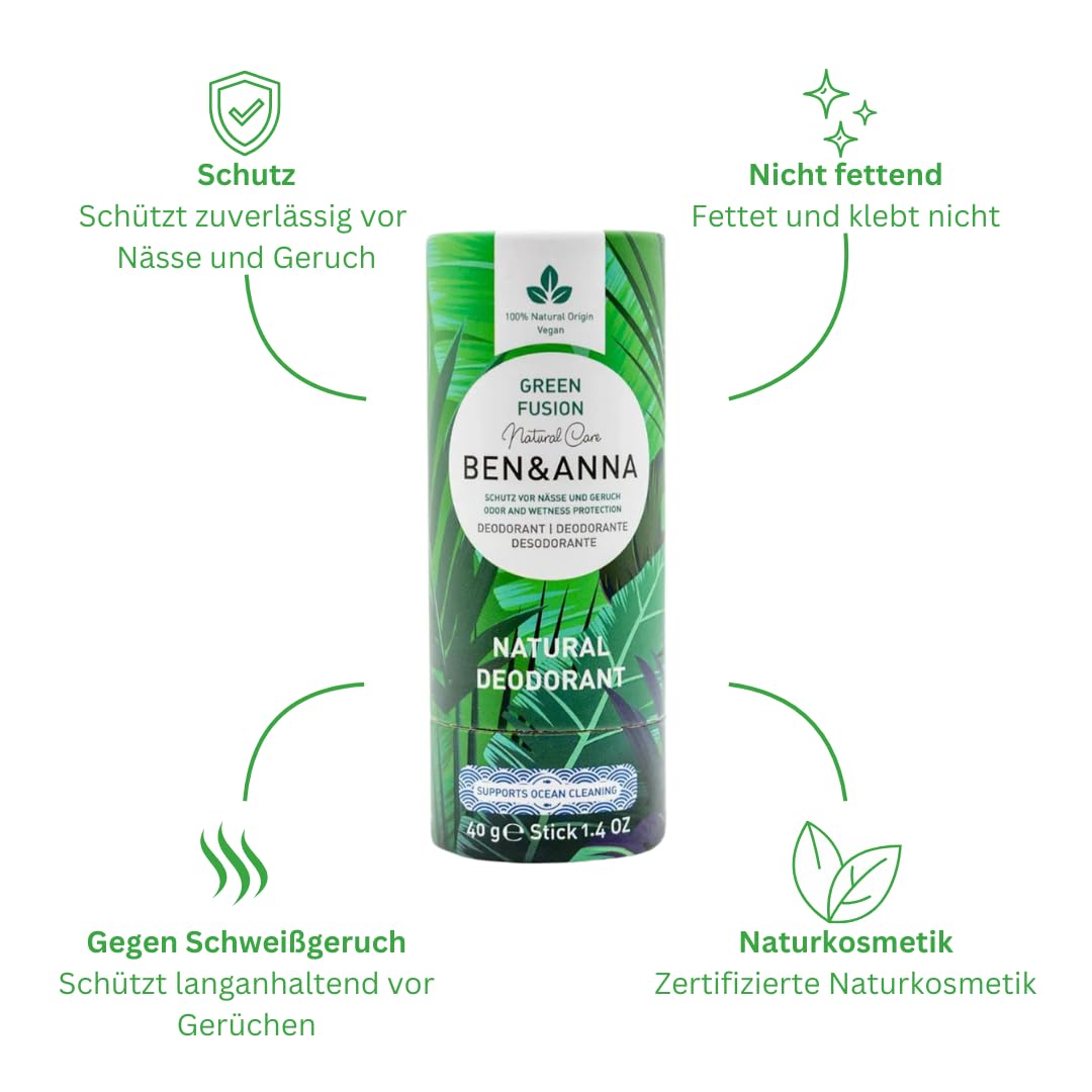 Ben & Anna Soda Deodorant Paper Tube - Green Fusion 1.41 oz Beauty and Personal Care Ben & Anna