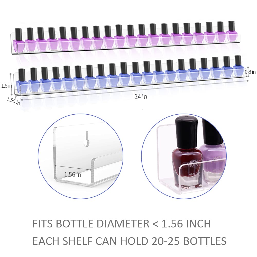 Sezanrpt 24 Inches Acrylic Nail Polish Rack for Wall, Clear Nail Polish Organizer Wall Mounted for 150 Bottles, 6 Pack Beauty & Personal Care Sezanrpt