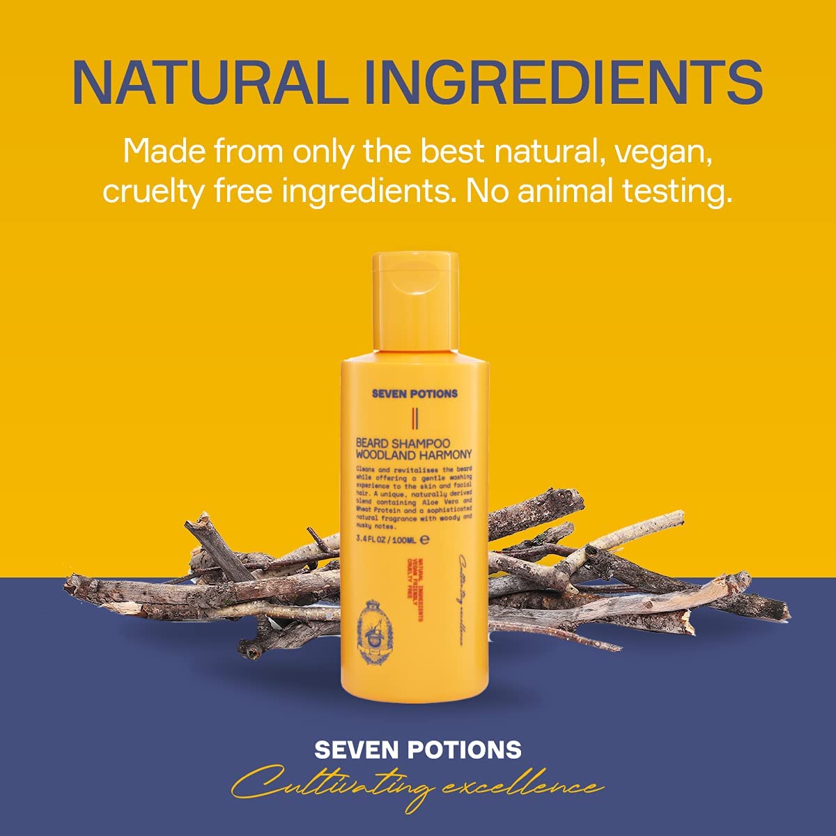 SEVEN POTIONS Beard Shampoo for Men - Gentle, Cleansing Wash for a Clean, Itch-Free Beard - Natural, Vegan, Cruelty-Free - (Woodland Harmony, 3.4 Fl Beauty & Personal Care SEVEN POTIONS