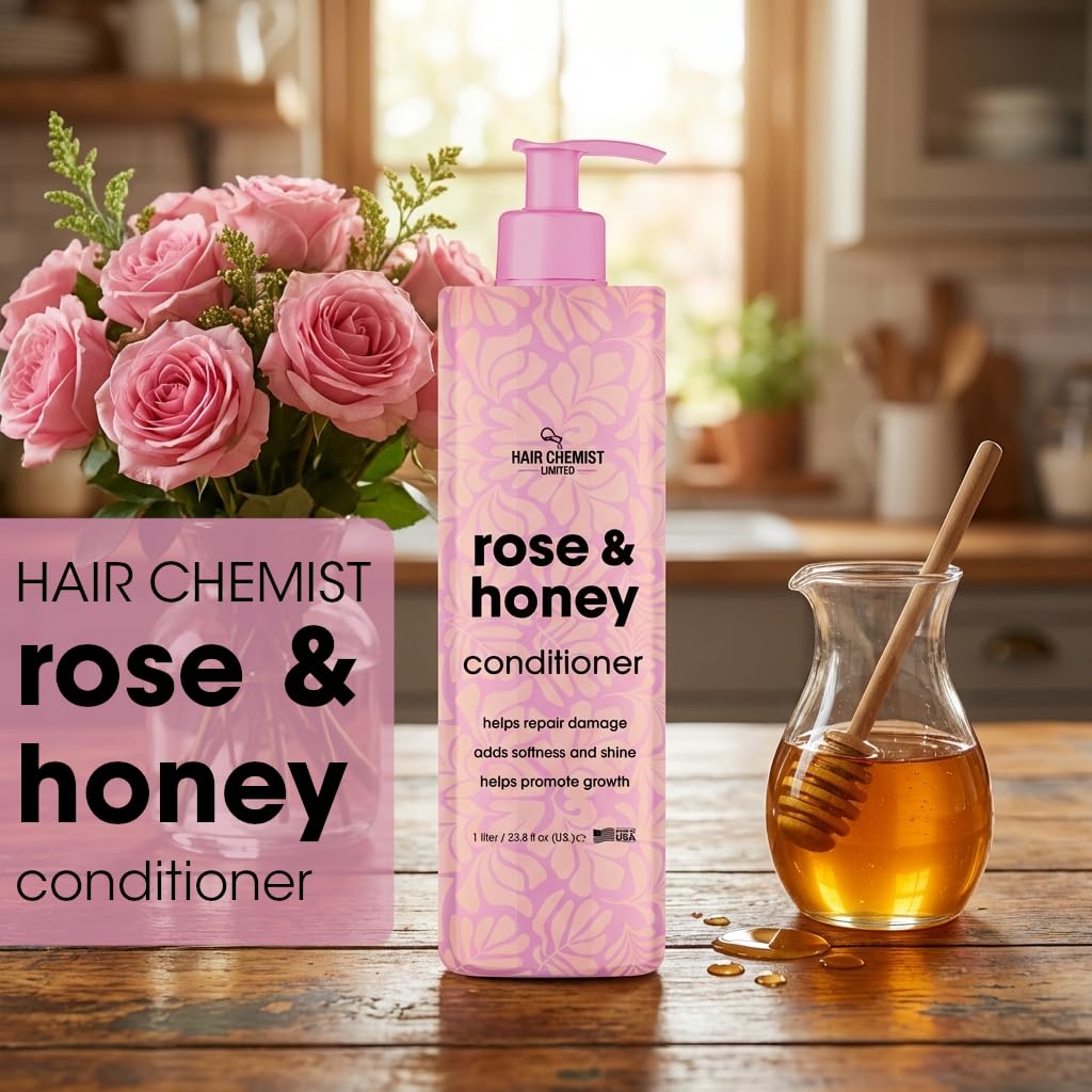 Hair Chemist Rose & Honey Conditioner 33.8 oz. - Nourishing Conditioner for Damaged Hair, Adds Softness & Shine while Promoting Growth