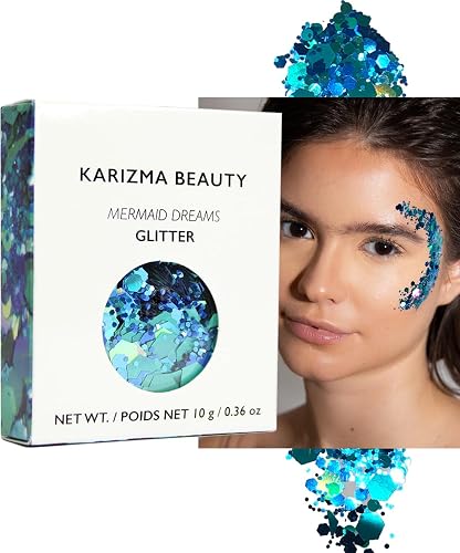 KARIZMA Mermaid Dreams Glitter Set - 10g Chunky Face, Hair, Eye & Body Glitter for Women. Rave & Festival Accessories Beauty & Personal Care KARIZMA