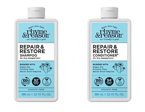 Rhyme & Reason Repair and Restore Shampoo & Conditioner Combo. 13 Fl. Oz. Each bottle. For Dry Damaged Hair. Hydrate Repair. Vegan Cruelty Free Beauty & Personal Care Rhyme & Reason
