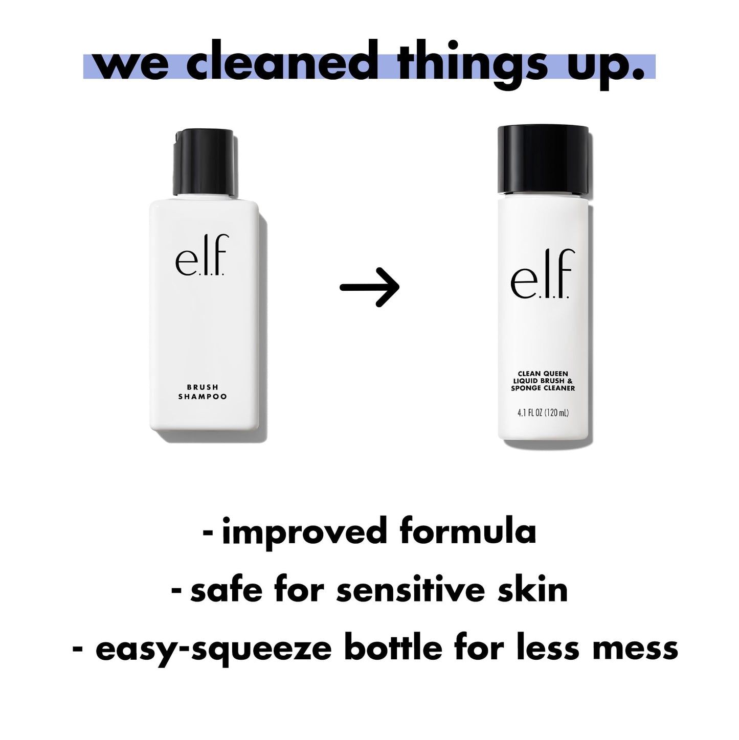 e.l.f. Clean Queen Liquid Brush & Sponge Cleaner, Gentle Foaming Cleaner For Removing Leftover Makeup, Dirt & Grime, Vegan & Cruelty-Free, 4.1 oz Beauty and Personal Care e.l.f.