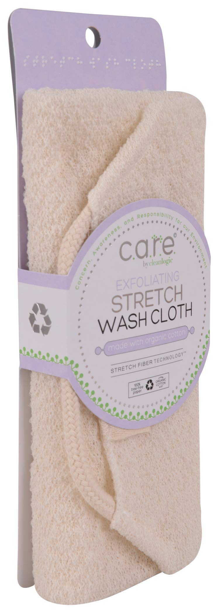 CleanLogic Sustainable Exfoliating Stretch Bath and Shower Wash Cloth, Certified Organic, 1 Count (Pack of 1) Beauty & Personal Care Cleanlogic
