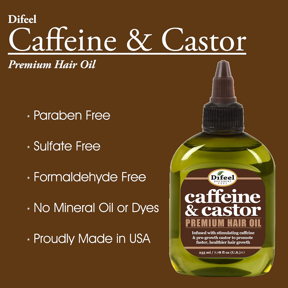 Difeel Caffeine & Castor Premium Hair Oil for Faster Hair Growth 7.1 oz. Beauty & Personal Care Difeel