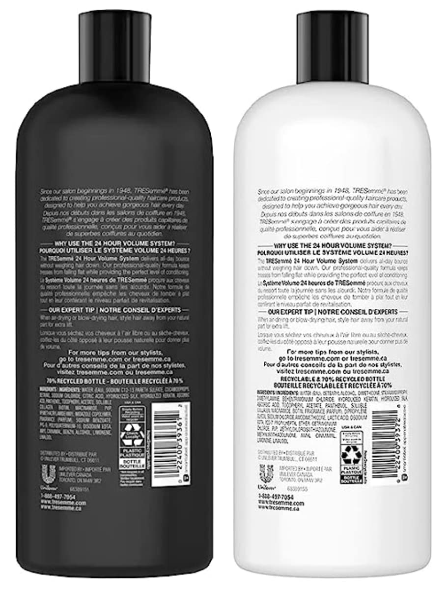 TRESemmé 24 Hour Volume Shampoo Formulated with Pro Style Technology 28 oz Bundle with TRESemmé 24 Hour Volume Conditioner For Fine Hair Formulated Beauty & Personal Care TRESemmé