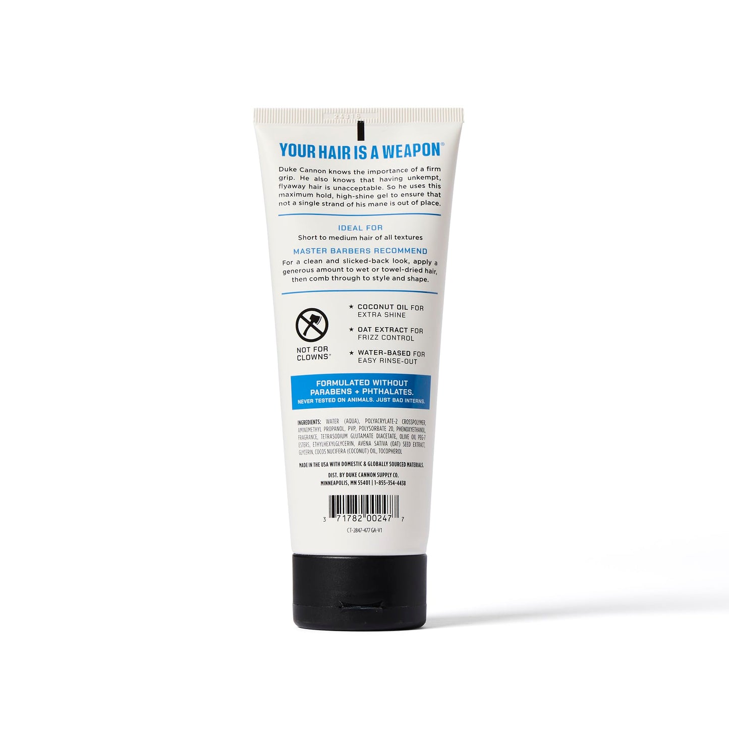 Duke Cannon Firm Grip Hair Gel, 7 oz - Maximum Hold, High Shine, Alcohol-Free, Water-Based Formula with Coconut Oil & Oat Extract, Ideal for Short Beauty & Personal Care Duke Cannon Supply Co.