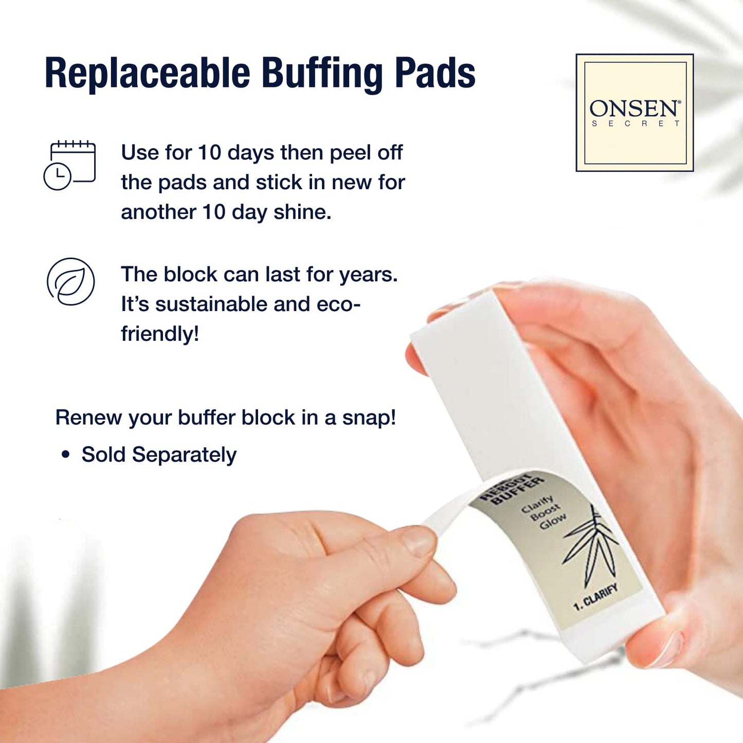 Onsen Secret Professional Nail Buffer Block | 4-Way Buffing for Natural Shine & Healthy Natural Nails - Includes 2 Extra Shine Pads, Salon-Quality Beauty & Personal Care MarvelsAura