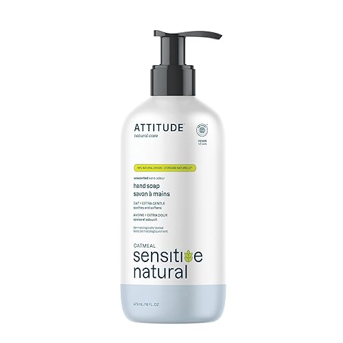 ATTITUDE Hand Soap for Sensitive Skin Enriched with Oat, EWG Verified, Dermatologically Tested, Vegan, Extra Gentle, Unscented, 16 Fl Oz Beauty & Personal Care ATTITUDE
