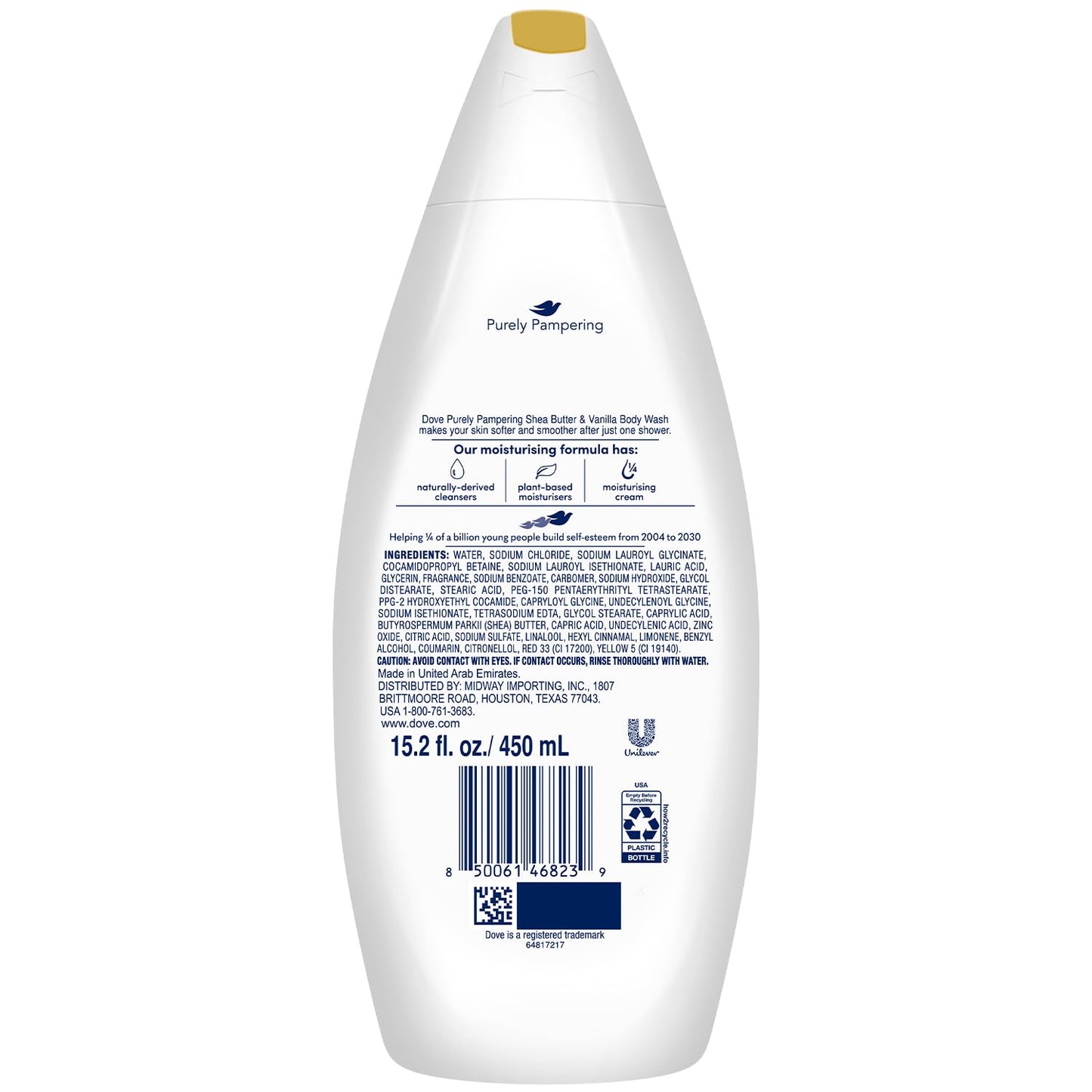 Dove Body Wash 2-Pack - Purely Pampering, Shea Butter & Vanilla for Softer, Smoother Skin, 15.2 Oz Ea Beauty & Personal Care Dove