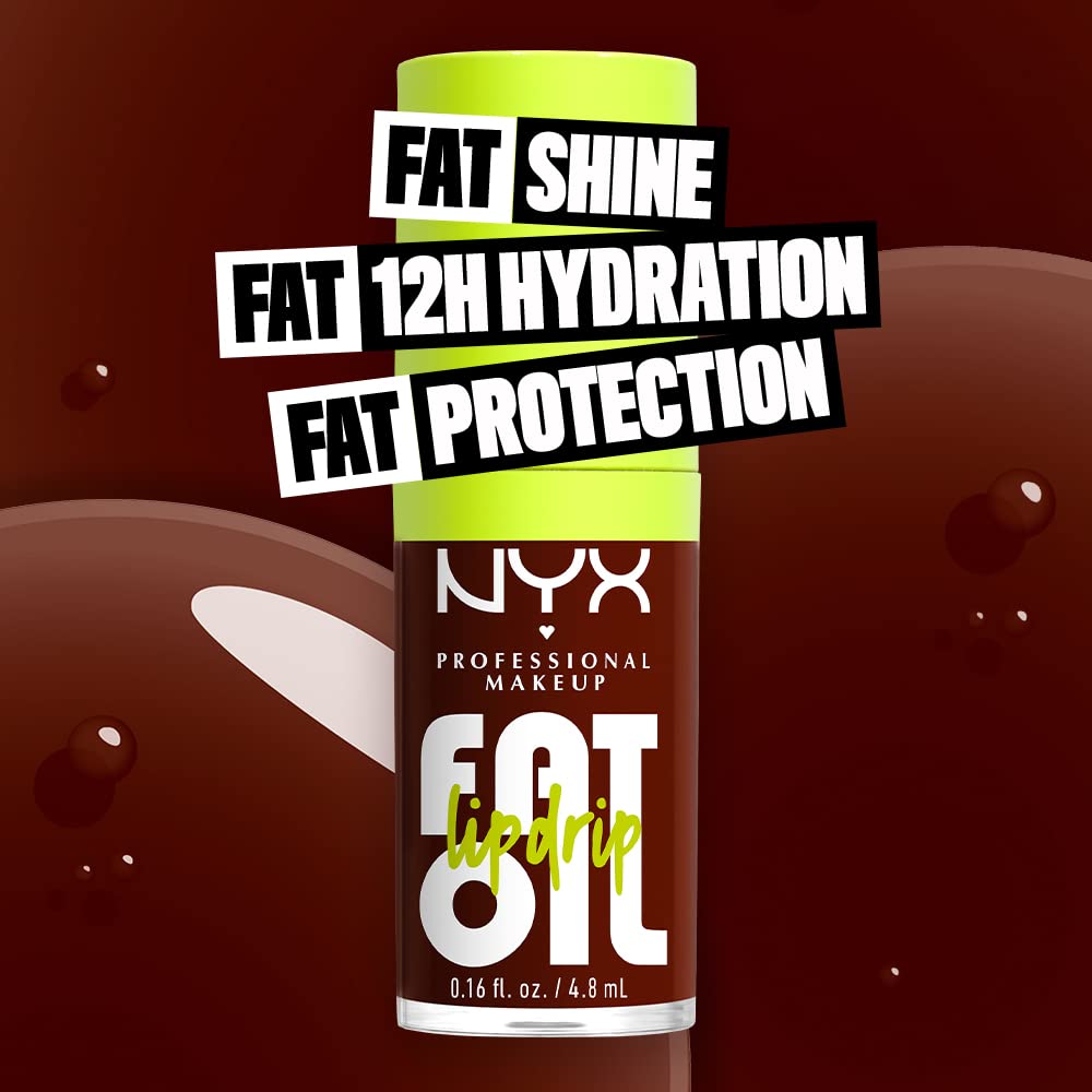 NYX PROFESSIONAL MAKEUP Fat Oil Lip Drip, Moisturizing Lip Oil Gloss, Vegan Tinted Formula, Up to 12 HR Hydration - Status Update (Rich Chocolate) Beauty & Personal Care NYX PROFESSIONAL MAKEUP