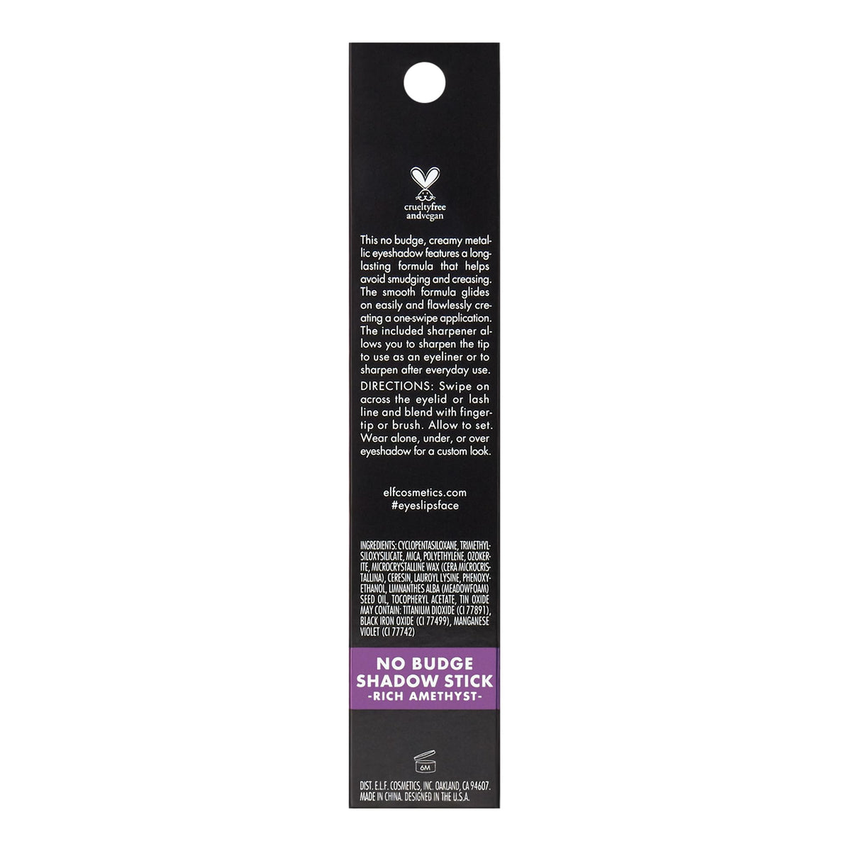 e.l.f. No Budge Shadow Stick, Longwear, Smudge-Proof Eyeshadow, Twist-up Design & Built-in Sharpener, Vegan & Cruelty-Free, Rich Amethyst Beauty & Personal Care e.l.f.