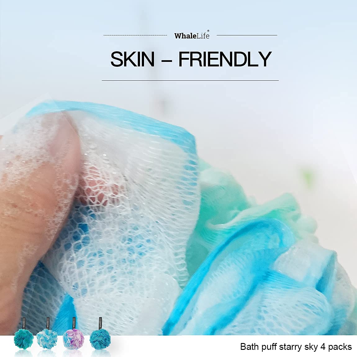 Loofah Sponge Bath Sponge for Women Men 4 Pack (Blue Conbine) Beauty & Personal Care WhaleLife