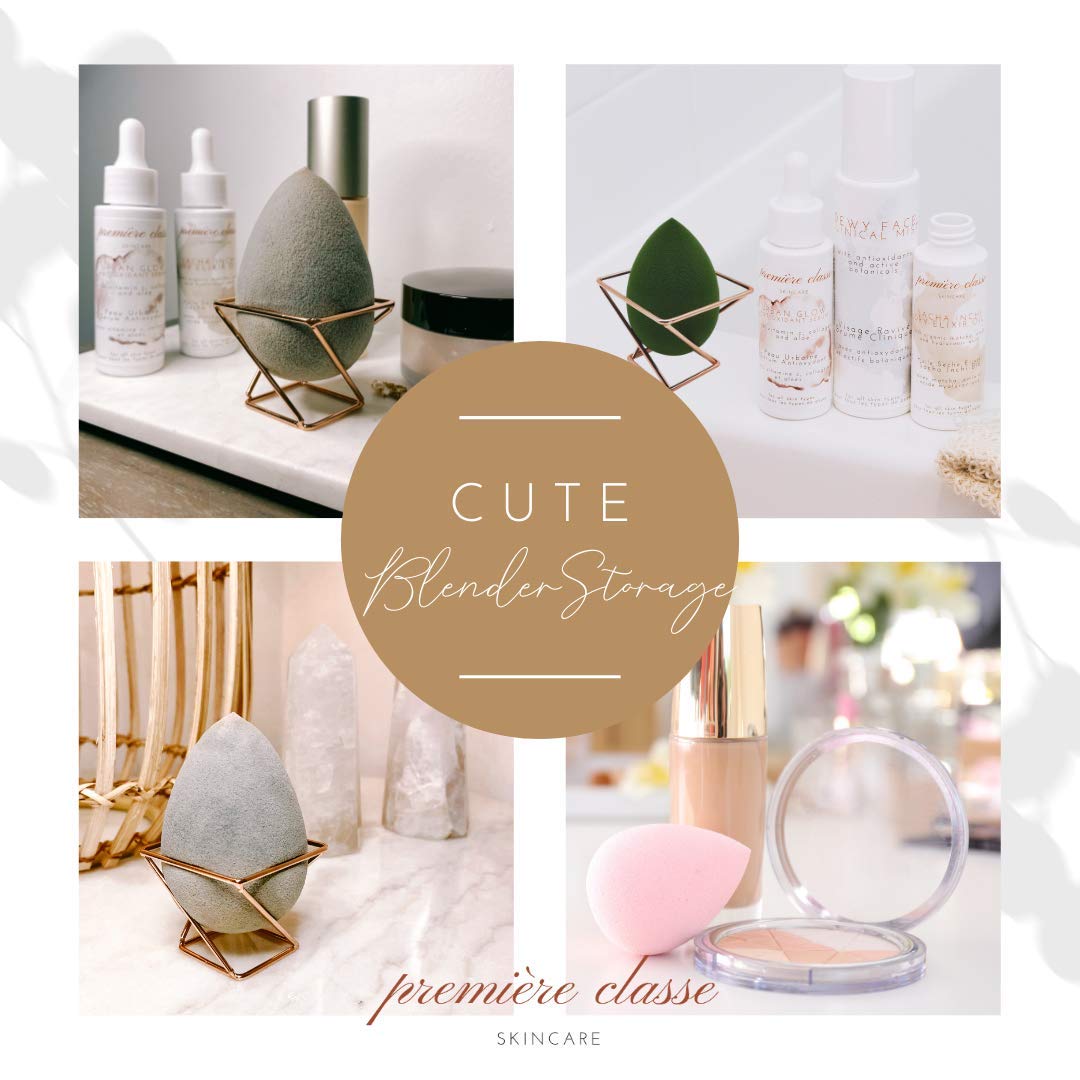 Première Classe Skincare - Beauty Sponge Holder - Rose Gold Foundation Beauty Blender Holder - Makeup Brush Organizer Rack Case - Vanity Storage Beauty & Personal Care Première Classe Skincare
