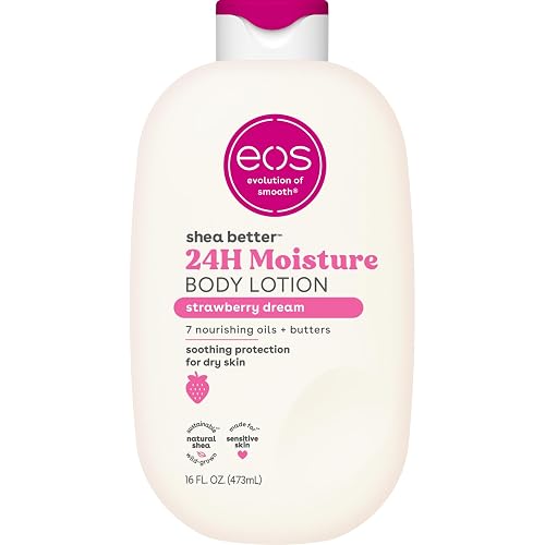 eos Shea Better Body Lotion Strawberry Dream, 24-Hour Moisture Skin Care, Lightweight & Non-Greasy, Natural Shea, Vegan, Strawberry Body Lotion, 16 fl Beauty & Personal Care eos