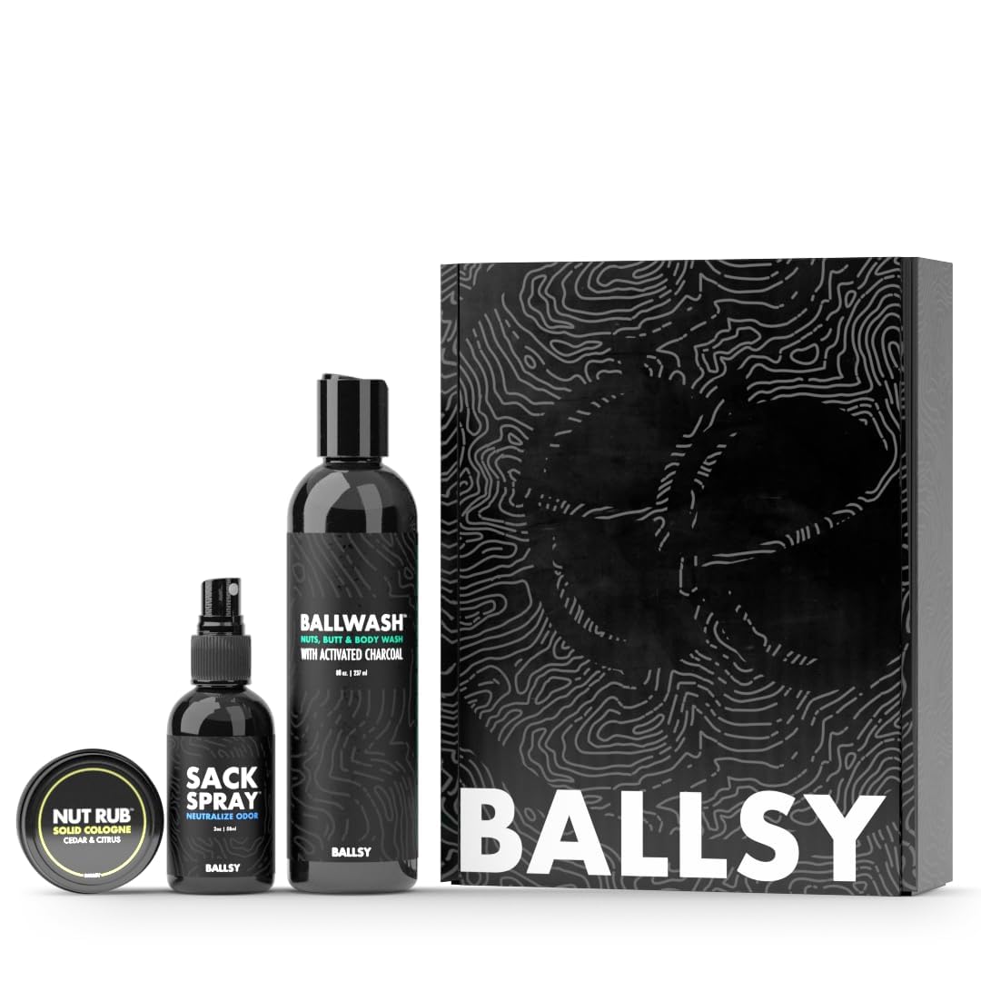 Ballsy Sack Pack, Men's Fresh Kit, Includes Body Wash, Deodorizing Spray and Cologne Rub, Men's Body Care, Ball Wash for Men Gift Pack, Citrus & Cedar Beauty & Personal Care Ballsy