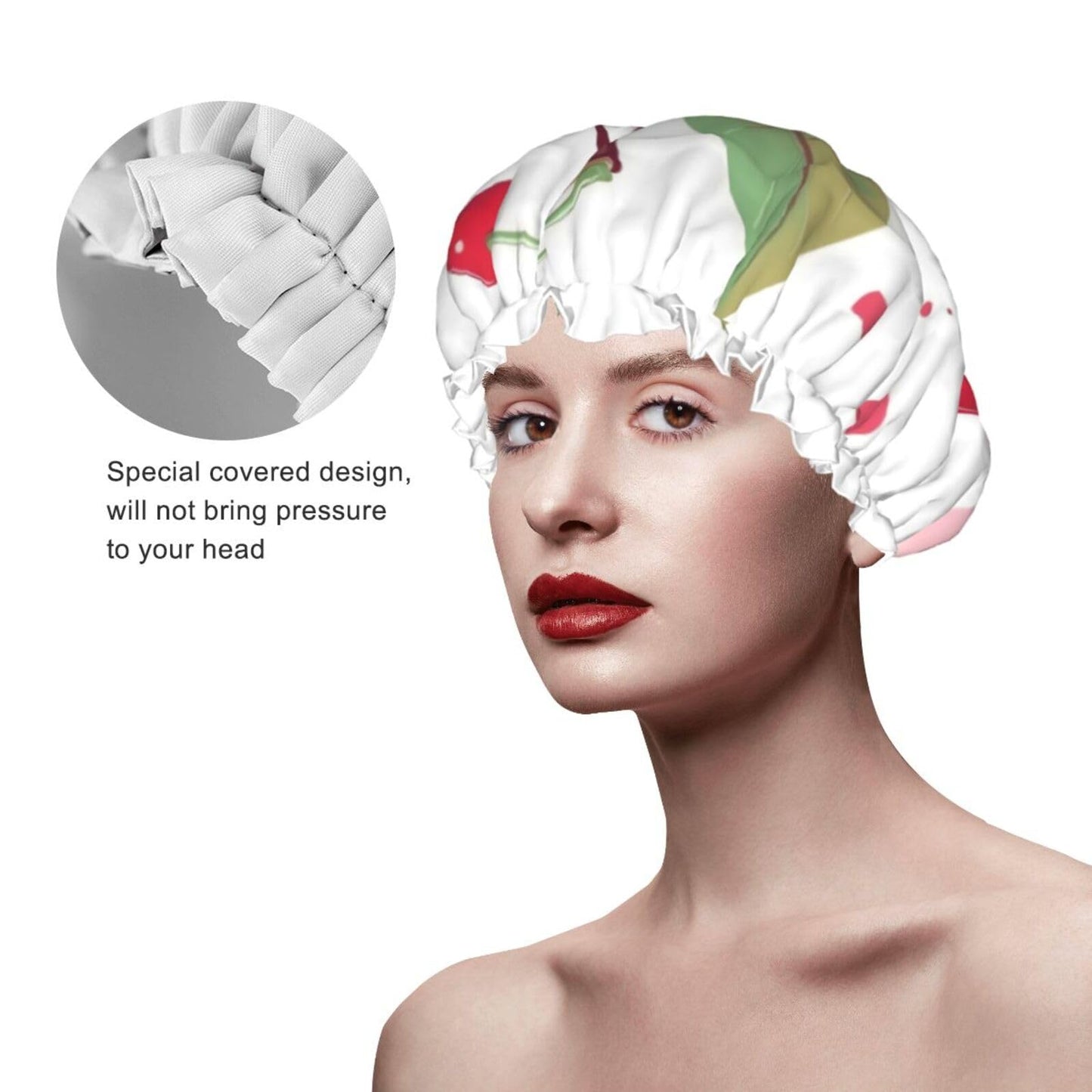 Cute Cherry Shower Cap for Women Men Large Reusable Shower Bonnet Double-Layer Waterproof Bath Caps Elastic Band Hair Hat for All Hairstyles Beauty and Personal Care BWLHJKE