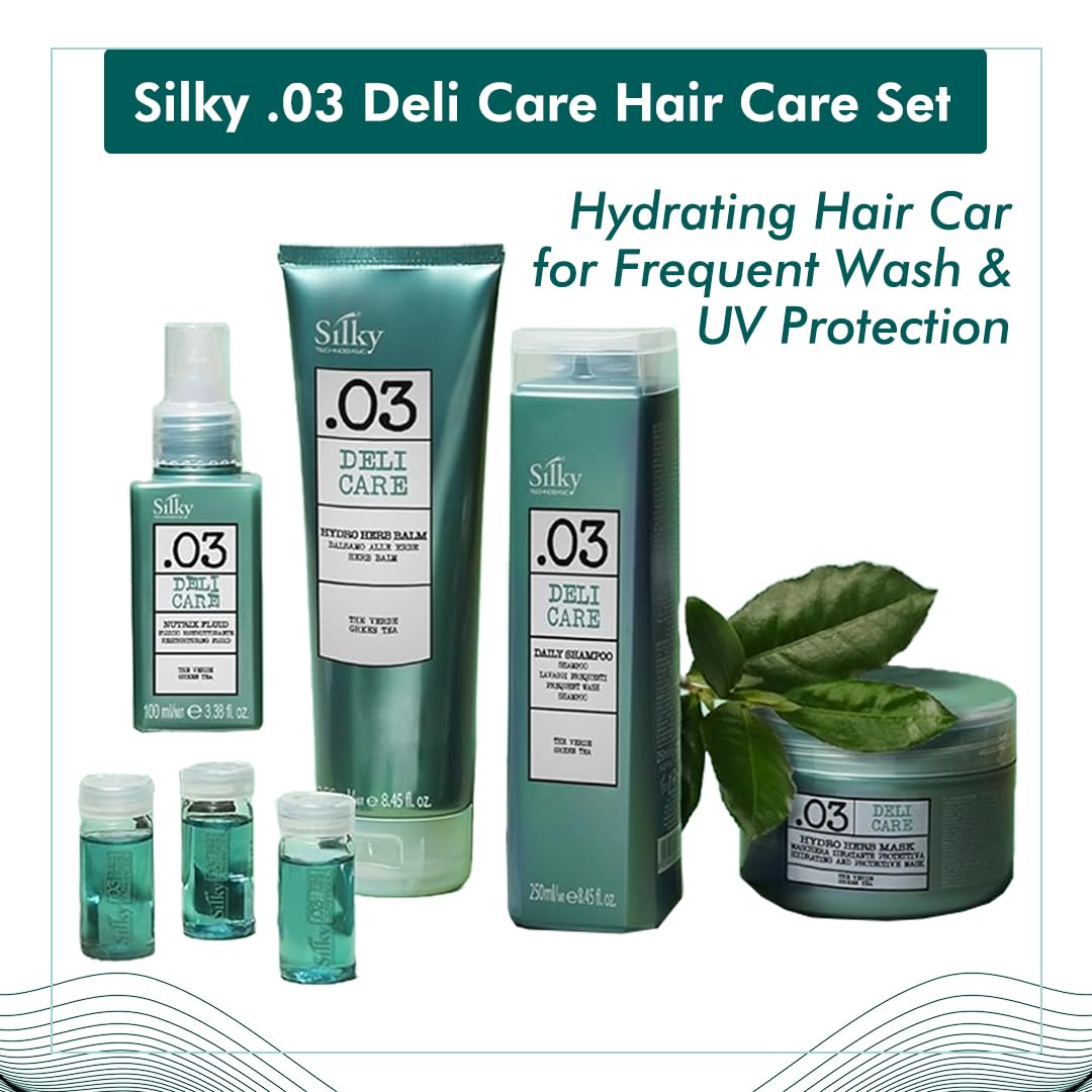 SILKY Technobasic .03 Deli Hair Care Set for All Hairs - 4-In-1 Kit with Hair Growth Oil, Hydrating Hair Balm & Shampoo for Stronger Strands - Hair Beauty & Personal Care SILKY Technobasic
