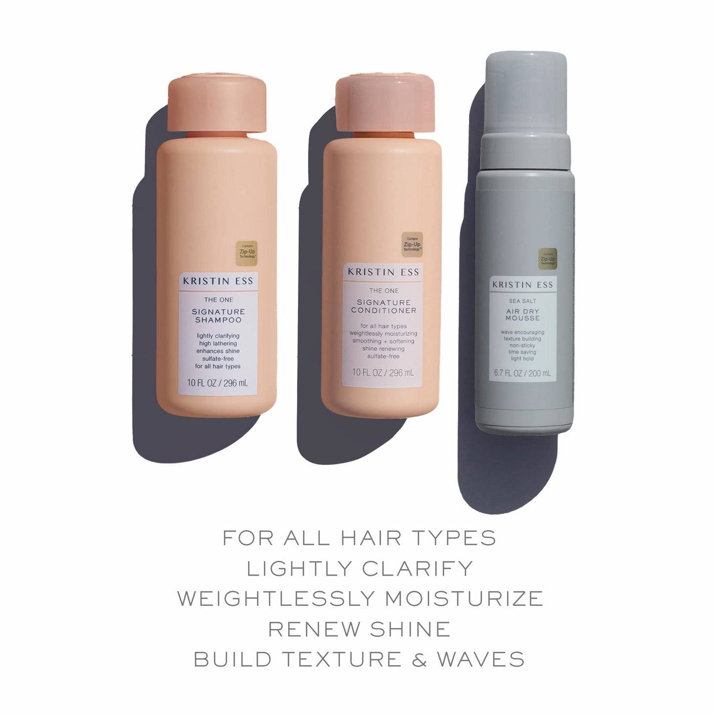 Kristin Ess Hair The One Signature Set - Lightly Clarifying Sulfate Free Shampoo, Hydrating Conditioner + Texturizing Sea Salt Air Dry Volumizing + Beauty & Personal Care Kristin Ess