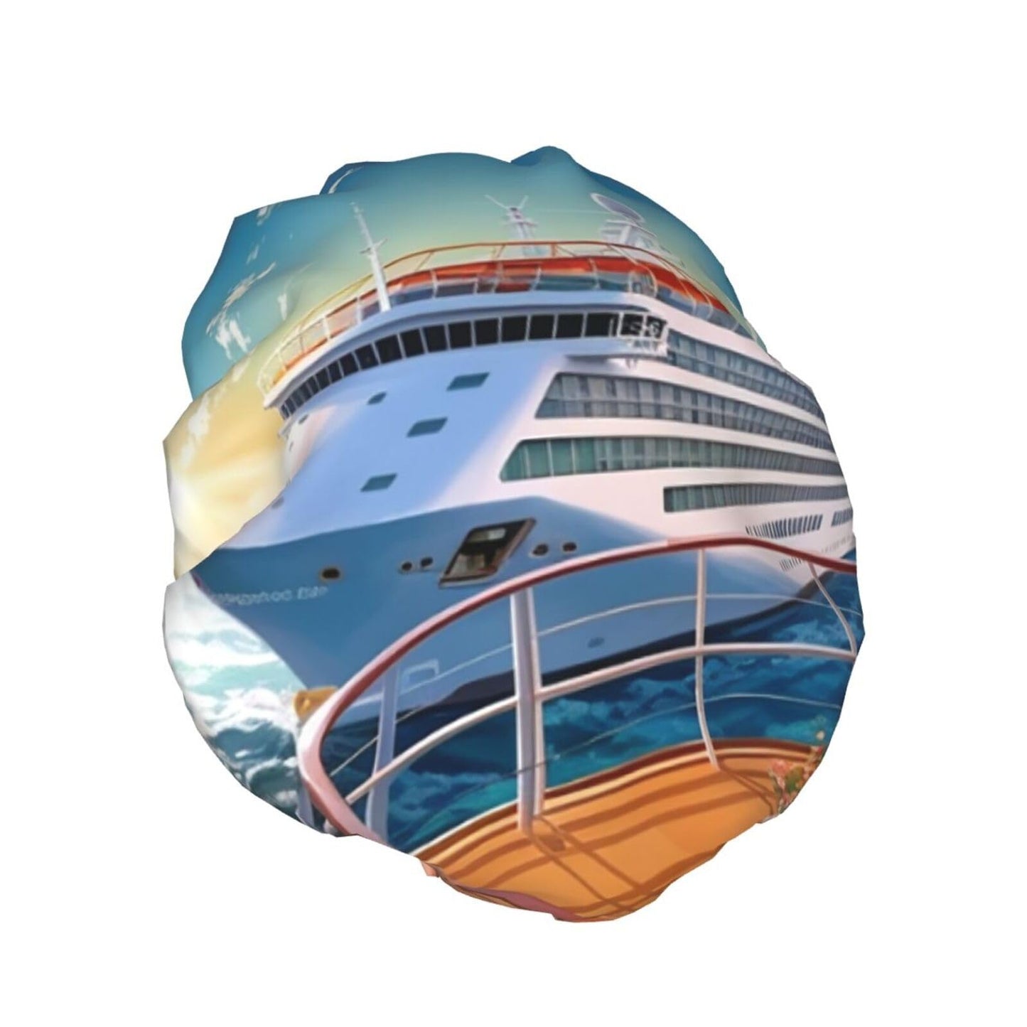 Summer Sea Cruise Shower Cap for Women Men Large Reusable Shower Bonnet Double-Layer Waterproof Bath Caps Elastic Band Hair Hat for All Hairstyles Beauty and Personal Care BWLHJKE