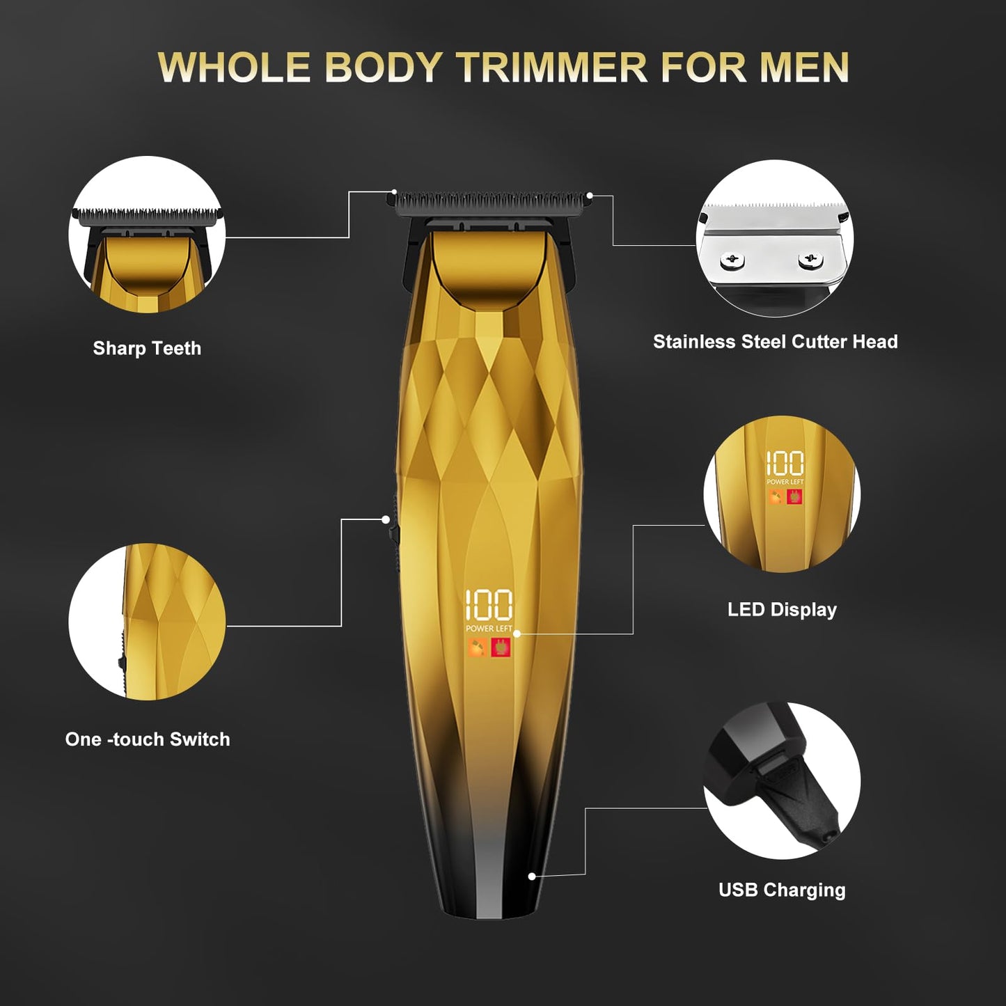 WAIKIL Professional Hair Clipper and Trimmer Set for Men, Cordless Barber Clippers with LED Display, Rechargeable Hair Cutting Kit for Hair, Beard Beauty and Personal Care WAIKIL