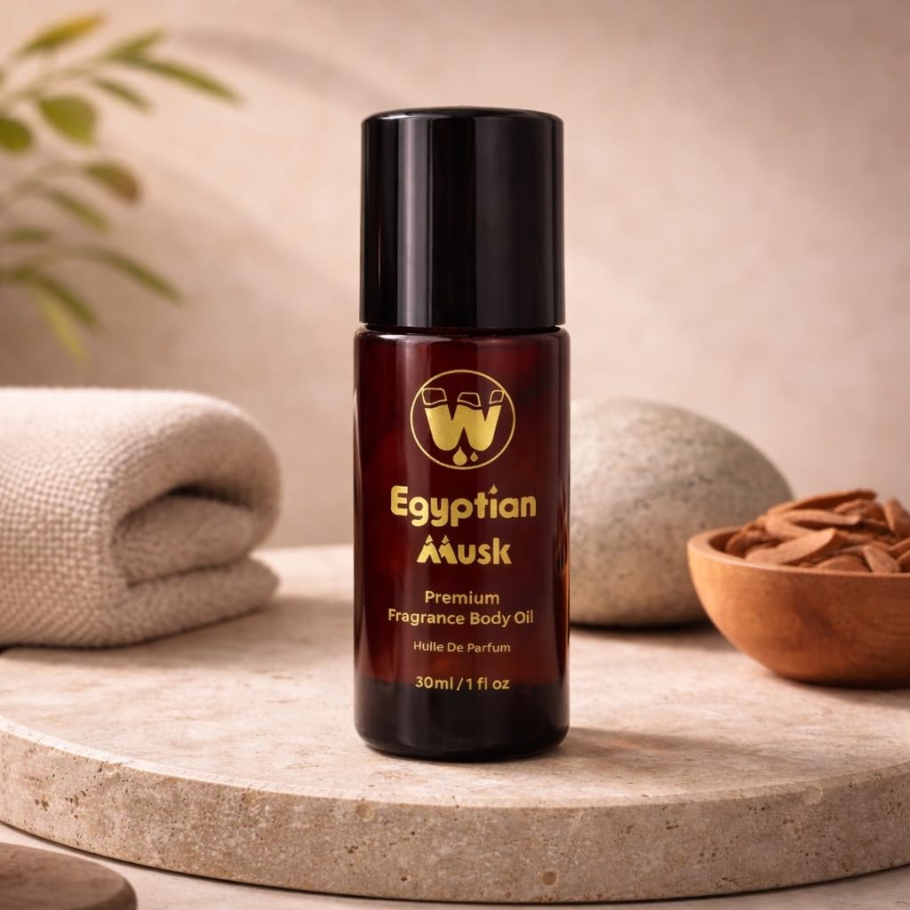 WagsMarket Egyptian Musk Oil, Choose from Roll On to 0.33oz - 4oz Glass Bottle, (1oz Roll On) Beauty & Personal Care WagsMarket