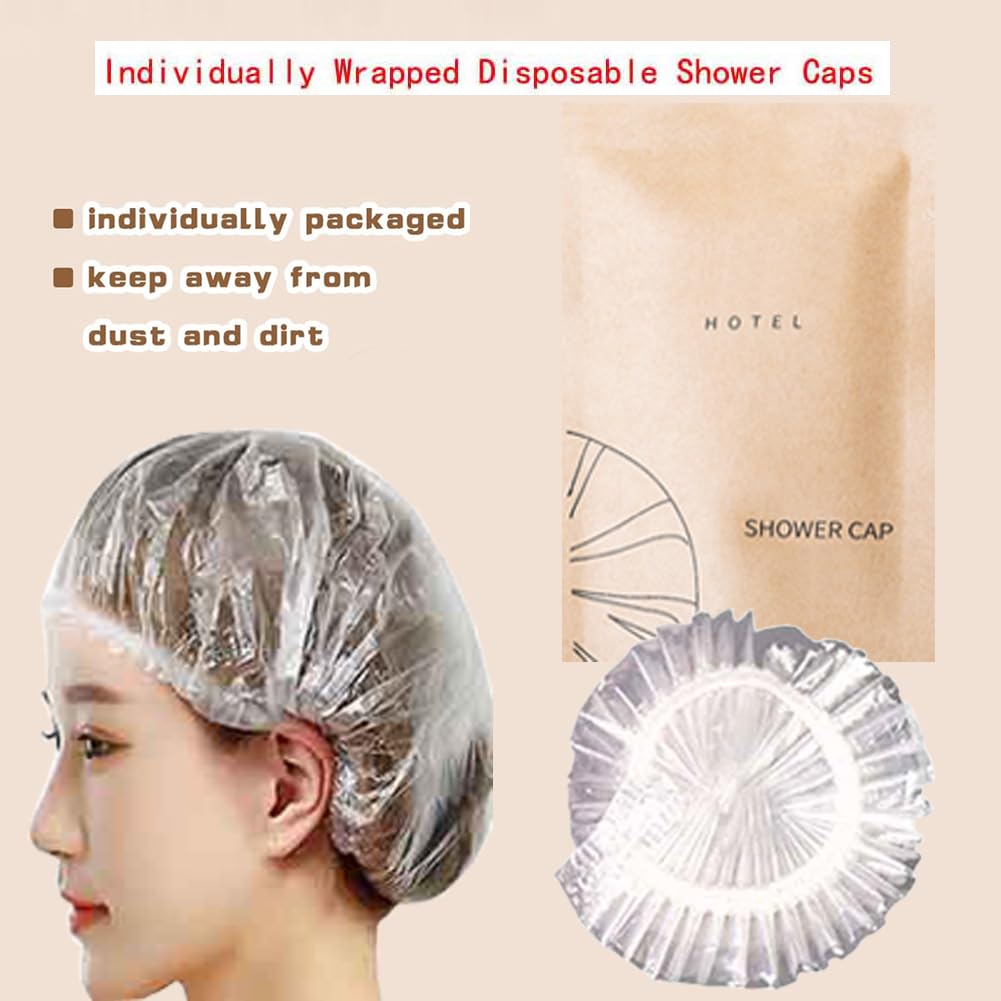 50Pcs Luxury Multipurpose Disposable Shower Caps Individually Wrapped Beauty and Personal Care QiMontGiaGonp