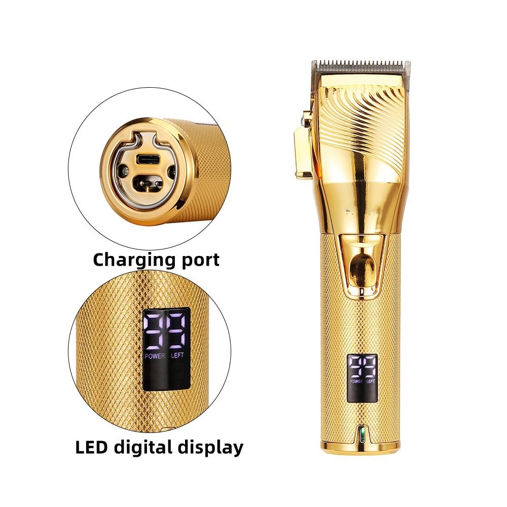 GLESVOWIO Pro Hair Clipper Professional Cutting Machine Adjustable Trimmer Cordless Barber Digital Display for Men(Gold) Beauty and Personal Care GLESVOWIO