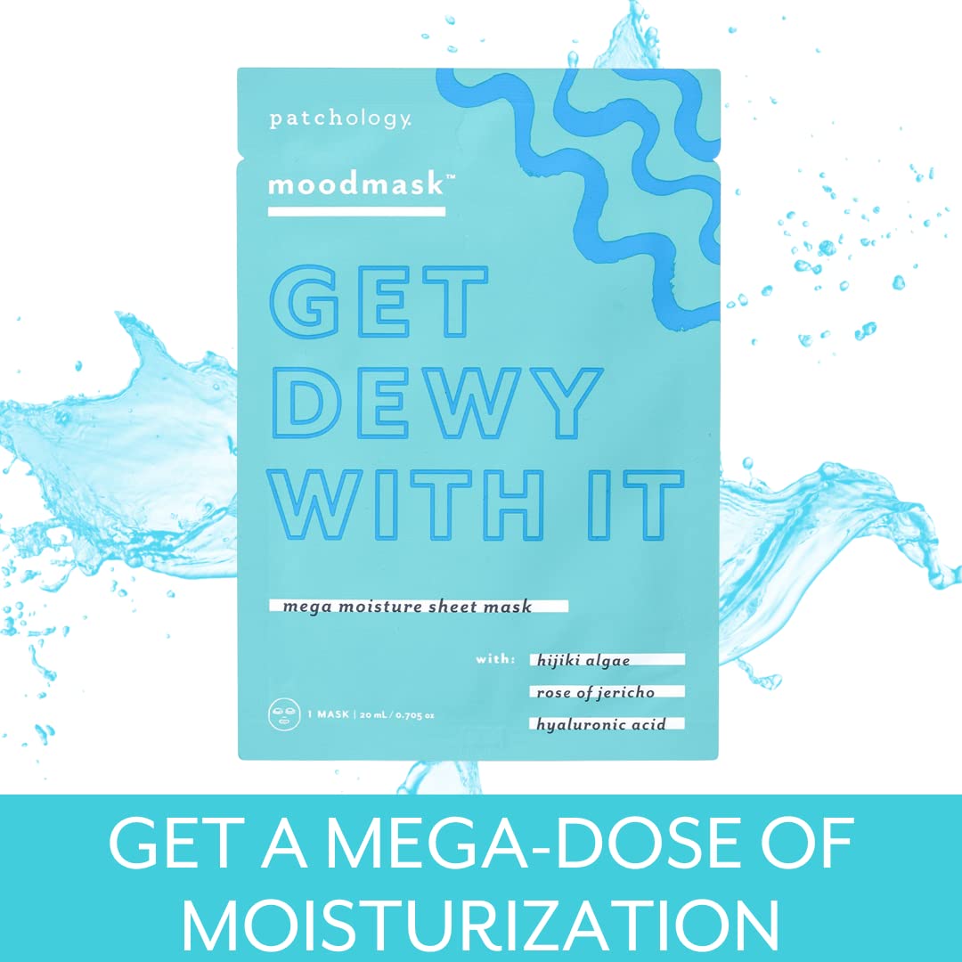 Patchology Moodmask Get Dewy With It Facial Sheet Mask - Men and Women Face Masks Skincare Sheet for Moisturizing, Hydrating, and Dewy Skin - Best Beauty & Personal Care Patchology