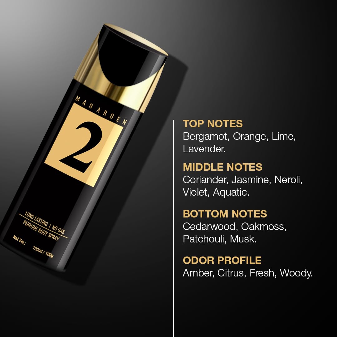 Man Arden #2 Deodorant, No Gas Deo for Men, Long Lasting Ultra Luxury Perfume Body Spray, 120ml Beauty and Personal Care Man Arden