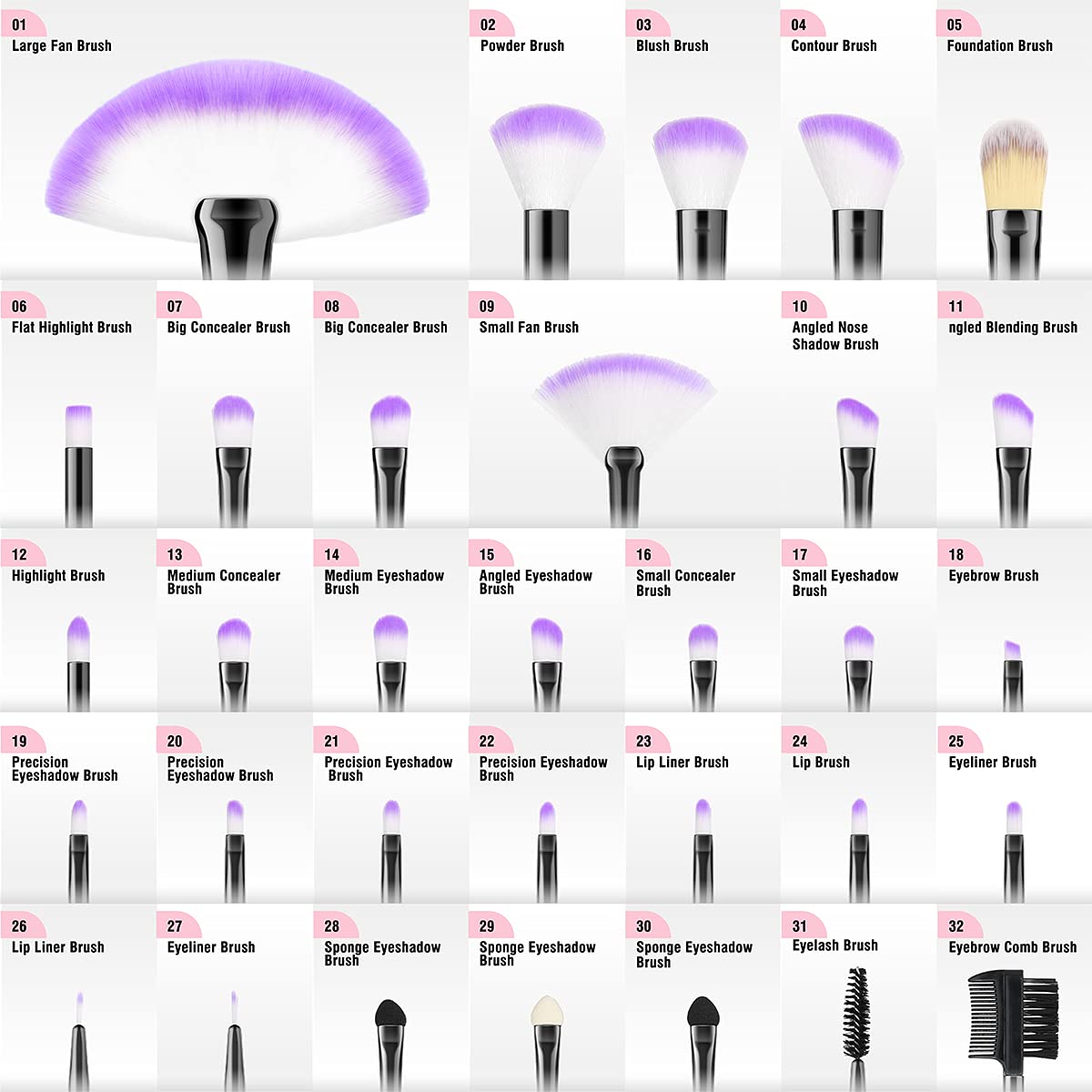 Make up Brushes, VANDER Professional 32pcs Makeup Brush Set, Makeup Brushes Set Foundation Blending Cosmetic Brush Set Kit,Purple Beauty & Personal Care Vander
