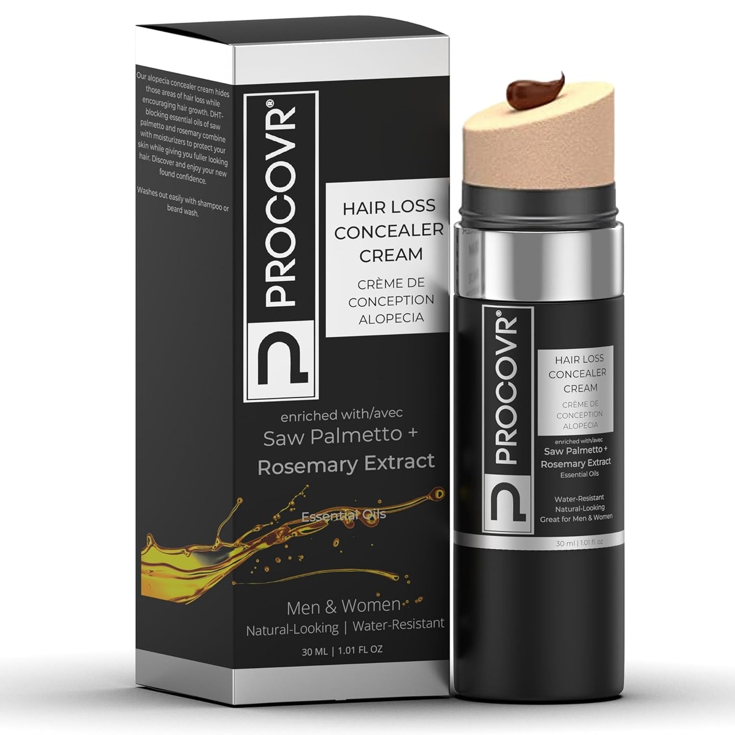 PROCOVR The ORIGINAL Thinning Hair and Hairline Concealer, Natural Hair Mascara for Balding Areas, Root Touch-Up for Thicker Appearance (Natural Brown Beauty & Personal Care PROCOVR