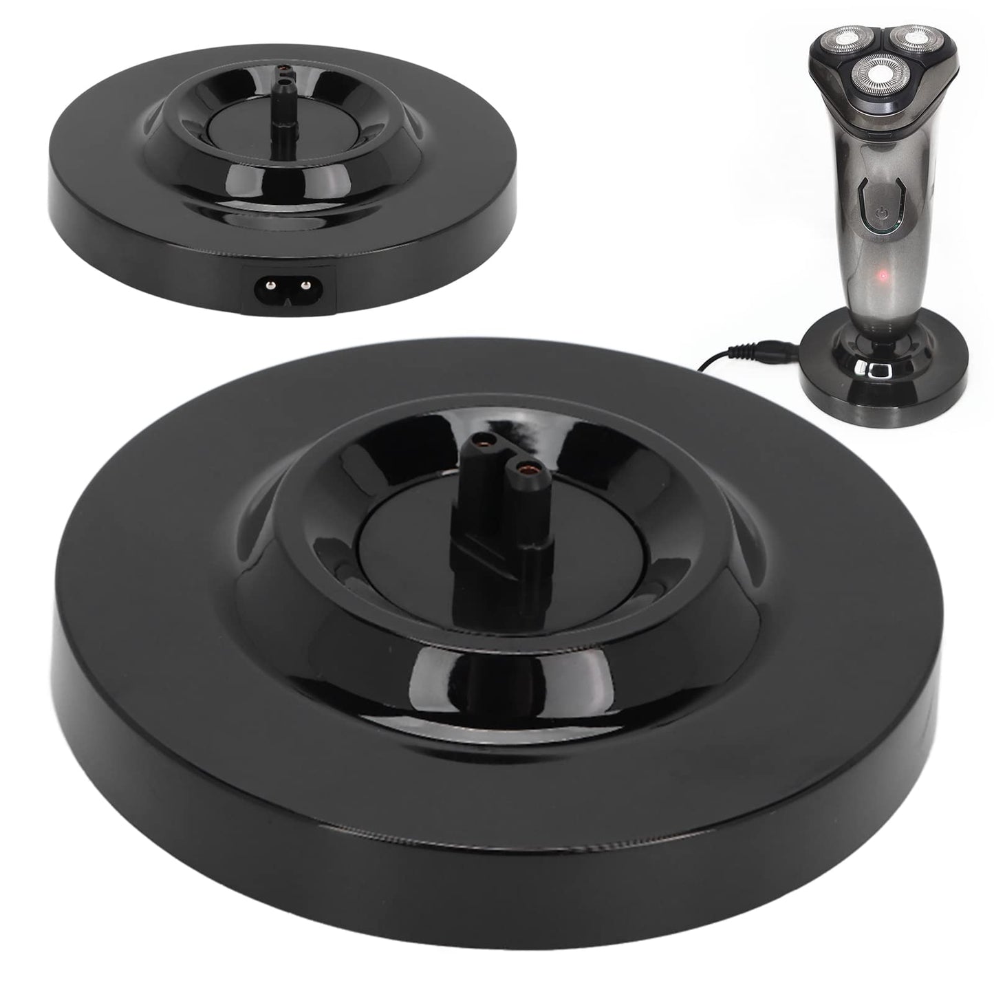 Universal Electric Shaver Charging Stand - Level Round Shape, Deep Design, Wide and Beautiful - Men's Shaver Charger Base in Black Beauty and Personal Care Betued