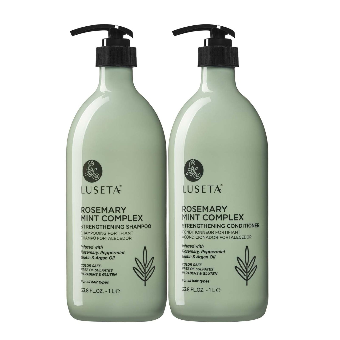 Luseta Rosemary Mint Strengthening Shampoo and Conditioner Set Nourish & Smooth Damaged Hair Thickening Shampoo for Thinning Hair,Add Shine for All Beauty & Personal Care L LUSETA