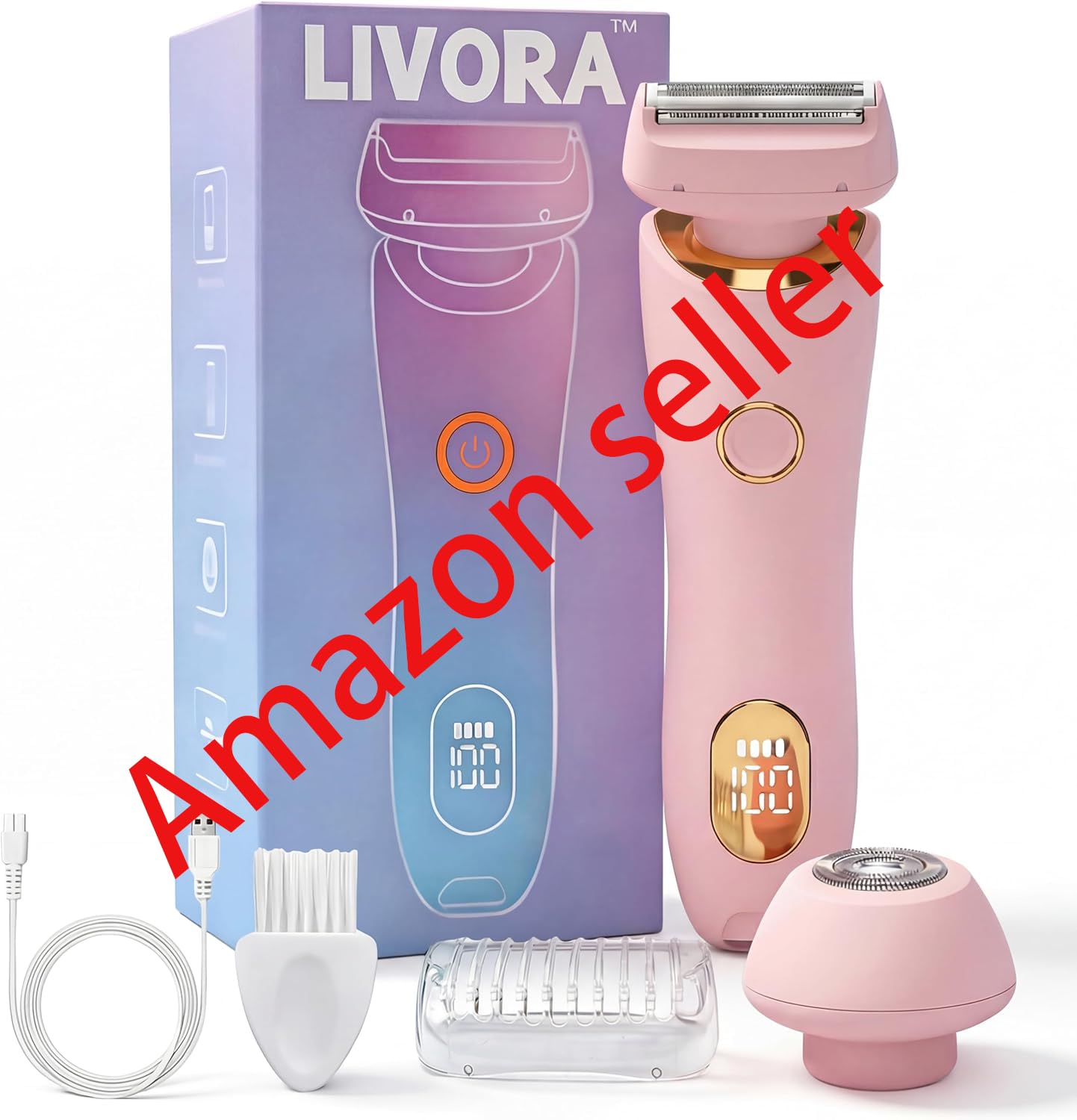 Livora Women's Electric Shaver-Pain-Free Hair Trimmer for Sensitive Skin, Featuring Removable Blades and Waterproof Rechargeable Design (Pink). Beauty and Personal Care WEERSHUN