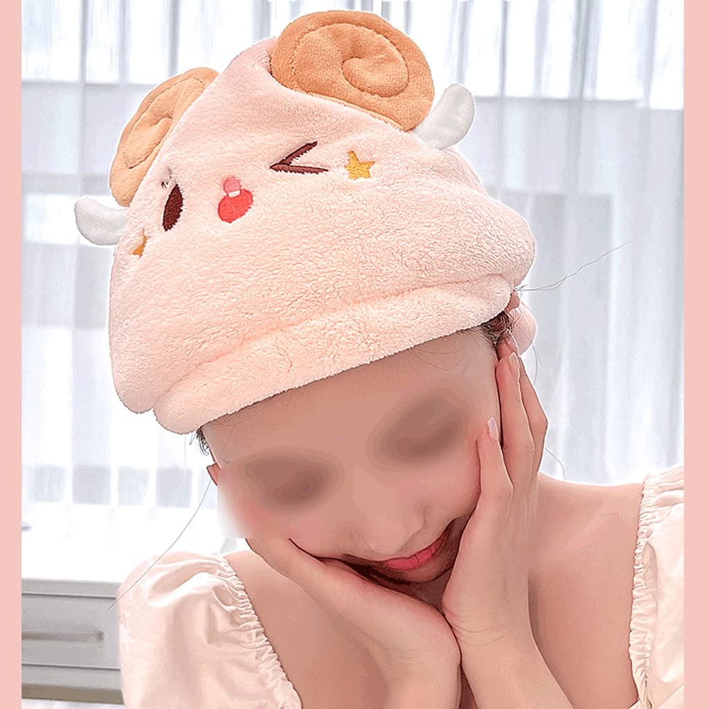 HIONJIN Cute Dry Hair Cap Women's Water-Absorbing Quick-Drying Shower Cap Thickened Wiping Hair Wrap Headscarf Beauty and Personal Care HIONJIN