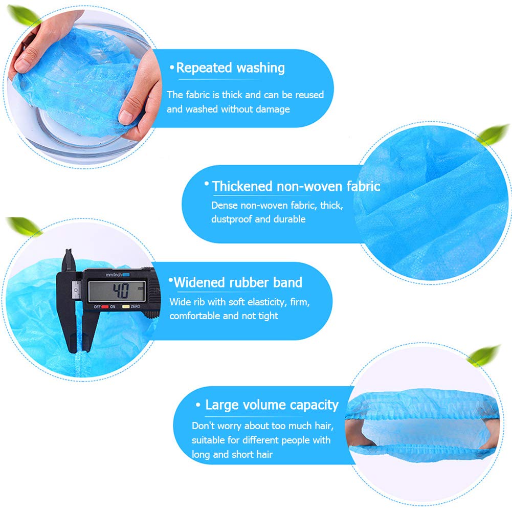 Tvoip 100Pcs 19" Disposable Cap Hair Net Cap Hair Hat Anti Dust Net Bouffant Cap Non-Woven Head Cover Hat Elastic Cleaning Hair Protect Hat Cap (Blue) Beauty and Personal Care Tvoip