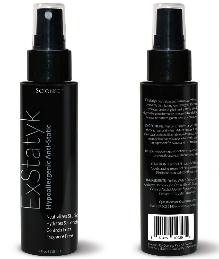 ExStatyk - Anti Static Hypoallergenic Spray, Anti- Frizz, Fragrance Free, unscented Beauty & Personal Care SCIONSE